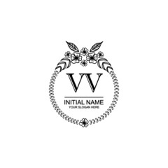 VV Initial handwriting logo template vector 