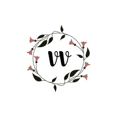 VV Initial handwriting logo template vector 
