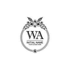 WA Initial handwriting logo template vector 