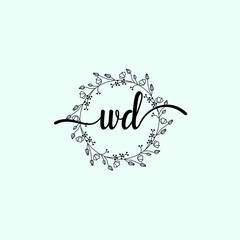 WD Initial handwriting logo template vector 