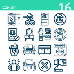 Simple set of 16 icons related to resign