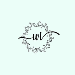 WI Initial handwriting logo template vector 