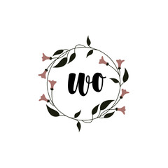 WO Initial handwriting logo template vector 