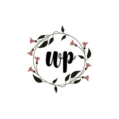 WP Initial handwriting logo template vector 