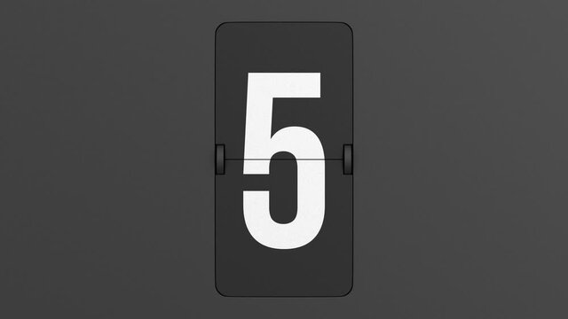 countdown on dark background. Flip scoreboard number. 3D render