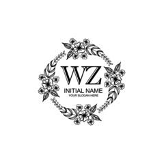 WZ Initial handwriting logo template vector 