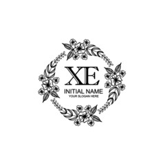 XE Initial handwriting logo template vector 