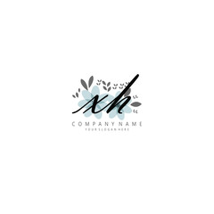 XH Initial handwriting logo template vector 