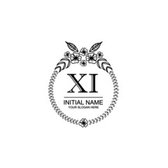 XI Initial handwriting logo template vector 