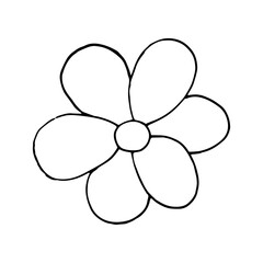 flower icon, sticker, decor, scrapbook. sketch hand drawn doodle. vector scandinavian monochrome minimalism. summer spring decor.