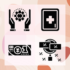 Simple set of fortune related filled icons