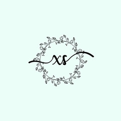 XS Initial handwriting logo template vector 