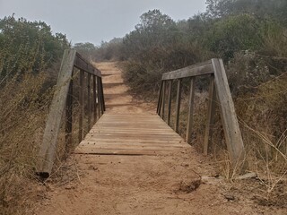 small foot bridge on a hiking trail in San Diego