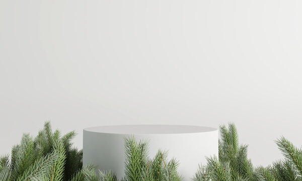 White product display podium. Pine concept. 3D rendering Stock Illustration  | Adobe Stock