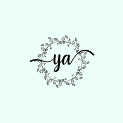 YA Initial handwriting logo template vector 