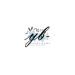 YB Initial handwriting logo template vector 