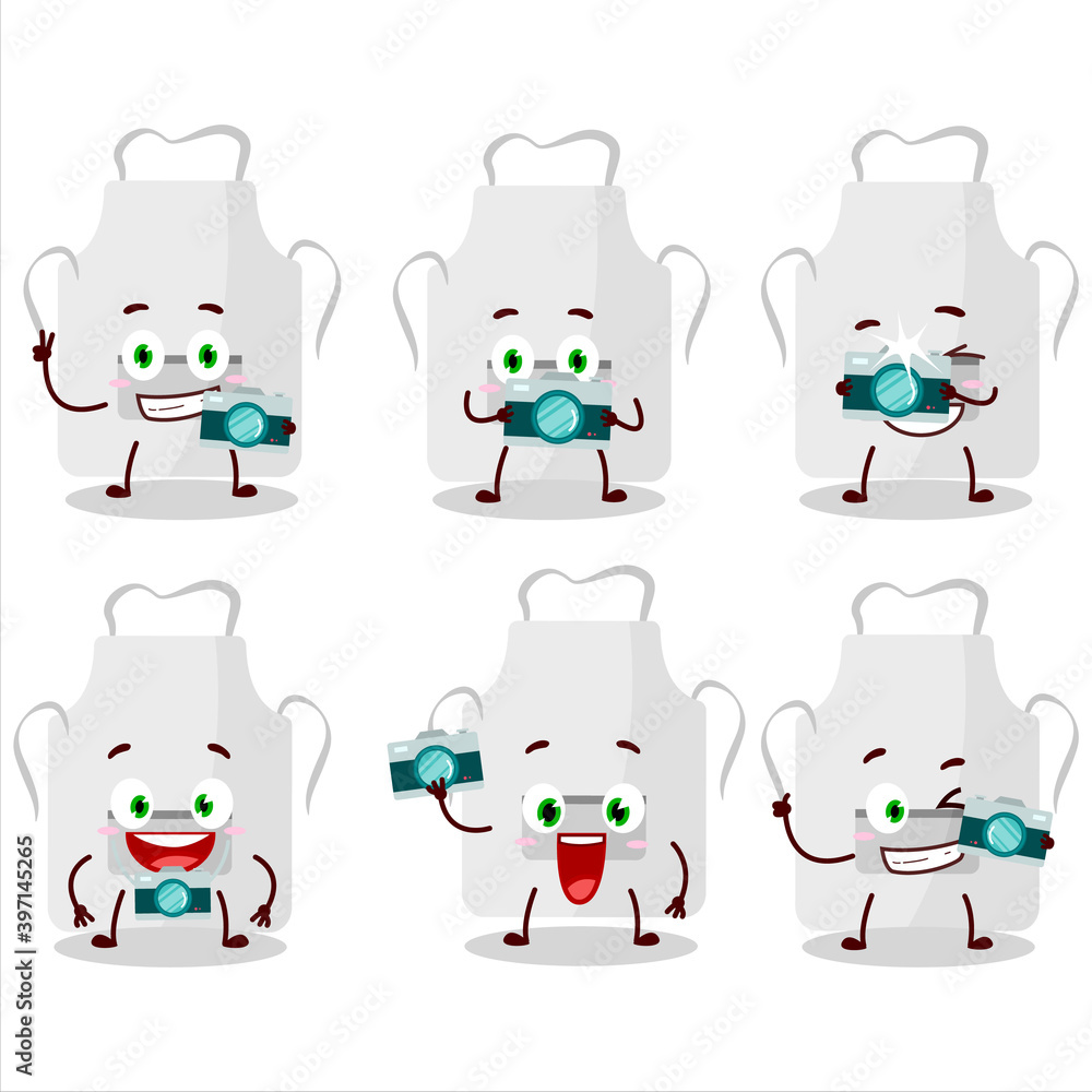 Canvas Prints Photographer profession emoticon with white appron cartoon character