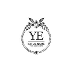 YE Initial handwriting logo template vector 