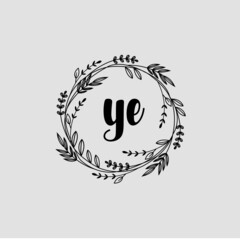 YE Initial handwriting logo template vector 