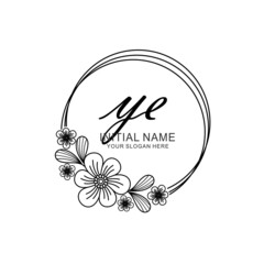 YE Initial handwriting logo template vector 