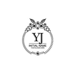 YJ Initial handwriting logo template vector 