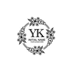 YK Initial handwriting logo template vector 