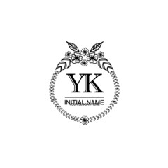 YK Initial handwriting logo template vector 