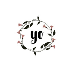 YO Initial handwriting logo template vector 