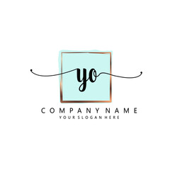 YO Initial handwriting logo template vector 