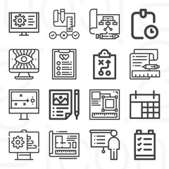 16 pack of coordination  lineal web icons set