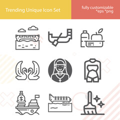 Simple set of sail related lineal icons.