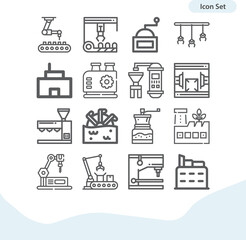 Simple set of production line related lineal icons.