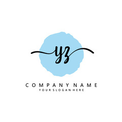 YZ Initial handwriting logo template vector 