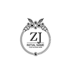 ZJ Initial handwriting logo template vector 
