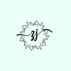 ZJ Initial handwriting logo template vector 