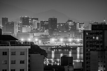 Rio de Janeiro, Brazil - CIRCA 2020: Photo of the night urban landscape, outdoors, of the daily...