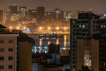 Rio de Janeiro, Brazil - CIRCA 2020: Photo of the night urban landscape, outdoors, of the daily...
