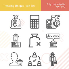 Simple set of entrepreneur related lineal icons.