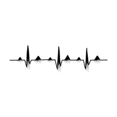 Hand drawn heart beat pulse wavelength