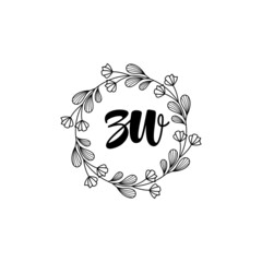 ZW Initial handwriting logo template vector 