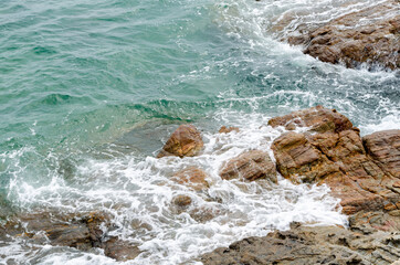 sea waves and rock coast, seascape in Thailand