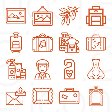16 pack of aircraft  lineal web icons set