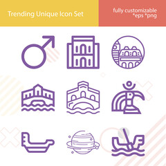 Simple set of venus related lineal icons.