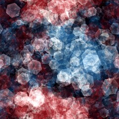 Seamless geo splattered hexagon shape pattern print. High quality illustration. Detailed digital render of polygonal shapes spread like confetti and glowing. Seamless repeat raster jpg pattern swatch.