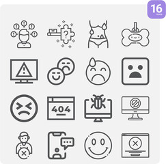 Simple set of trouble related lineal icons.