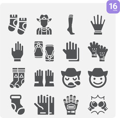 Simple set of boots related filled icons.