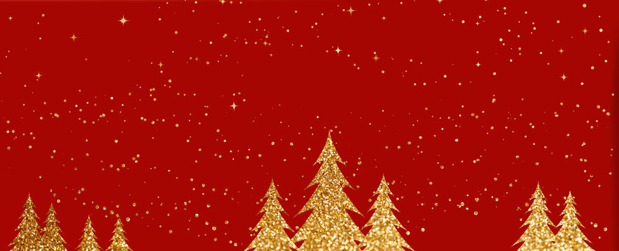 Christmas Background With Gold Christmas Tree Landscape