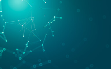 Abstract background. Molecules technology with polygonal shapes, connecting dots and lines. Connection structure. Big data visualization.