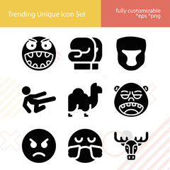 Simple set of mad related filled icons.