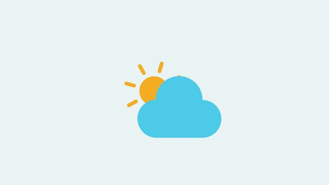 Fresh and sunny weather animated, cloud with the sun, sun rotating behind the cloud